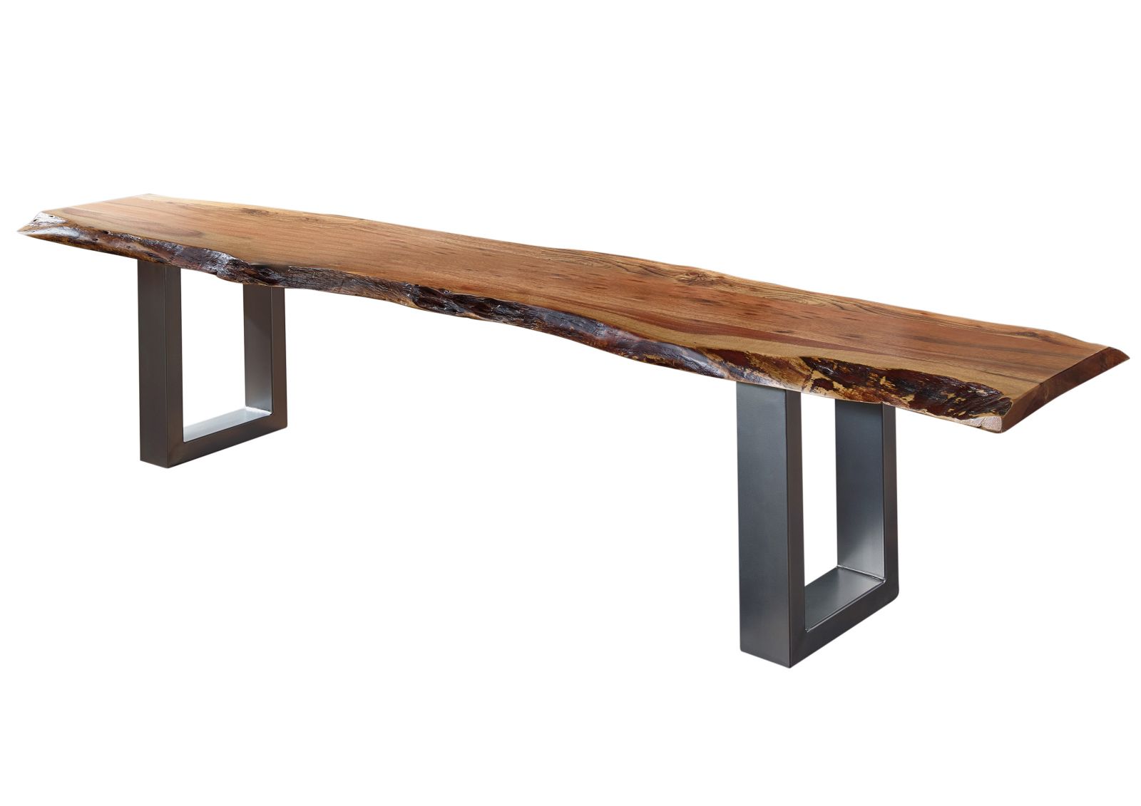 Massivmoebel24 - Baumbank Akazie 200x38x45 Walnuss Lackiert Freeform 2 07