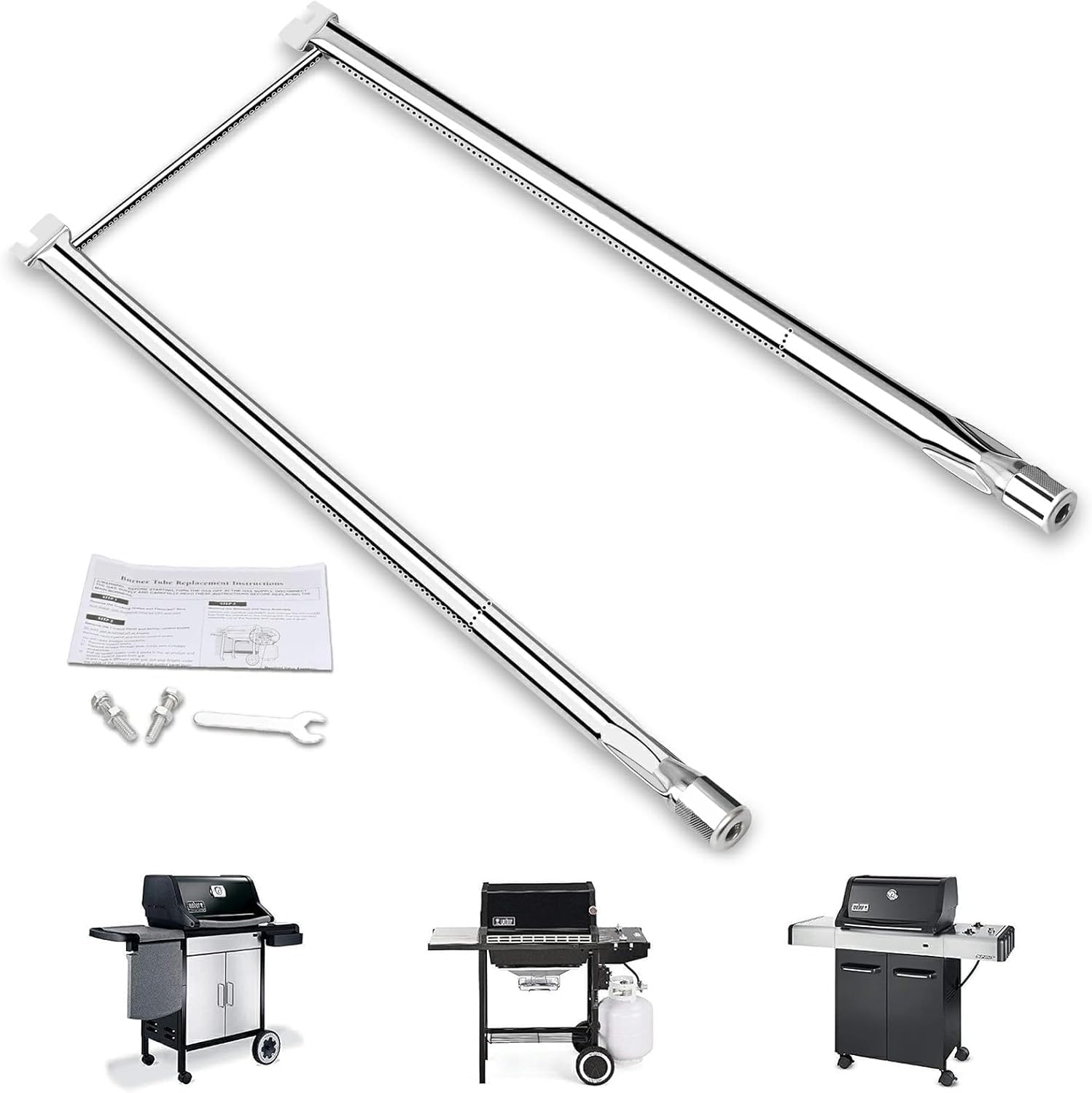 Gftime 68,6cm Brenner Für Weber Spirit 200 Series Spirit E210 S210 Mit 2 Seitlichen Brennerknöpfen (2007-2012), Spirit 500, Edelstahl Brenner Gasgrill Ersatzteile Für Weber 7507 Zubehör