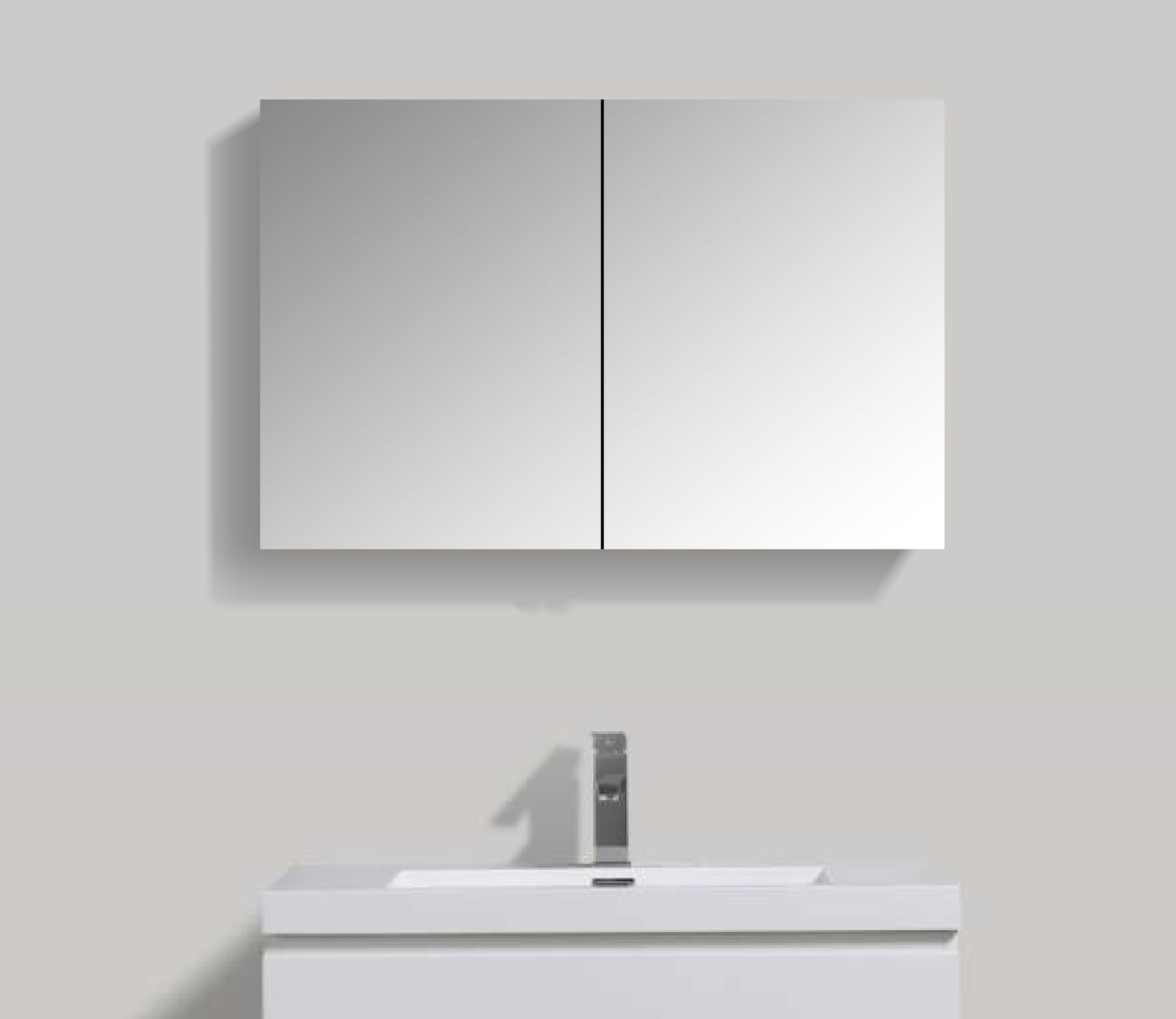 2-türiger Led - Spiegelschrank Alu-1000