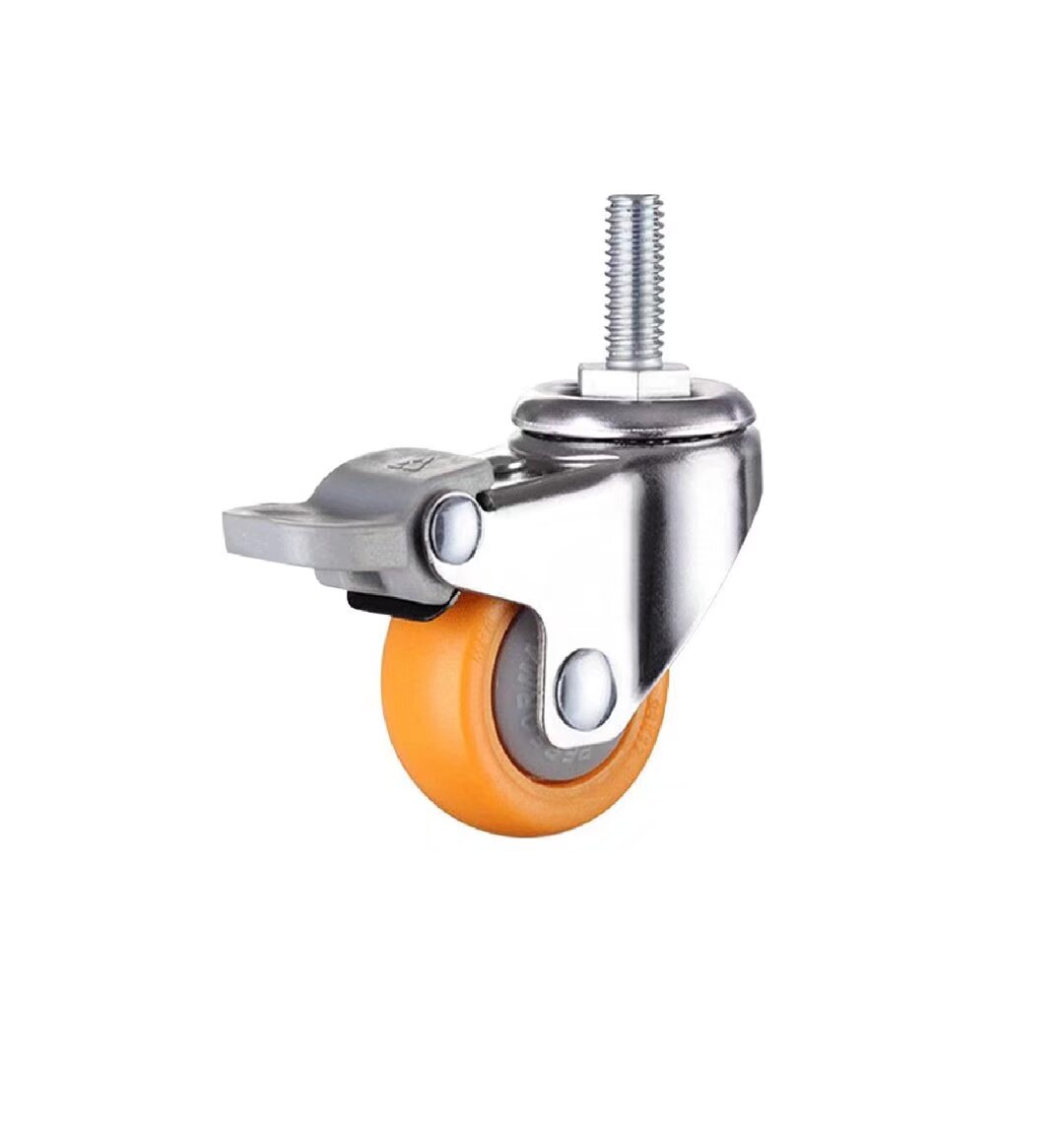 Schwerlast-transportrollen Mit Bremse, 360°-drehung, Ideal Für Kleinmöbel (orange, Abmessungen: 50 Mm, M10×25), 1 Stück
