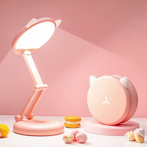 Led-schreibtischlampe, Niedliche Schreibtischlampe, Rosa Schreibtischlampe, 8 Helligkeitsstufen, Faltbar, Kleine Tragbare Schreibtischlampe, Dimmbare Kinderschreibtischlampe, Usb-ladefunktion, Kawaii-