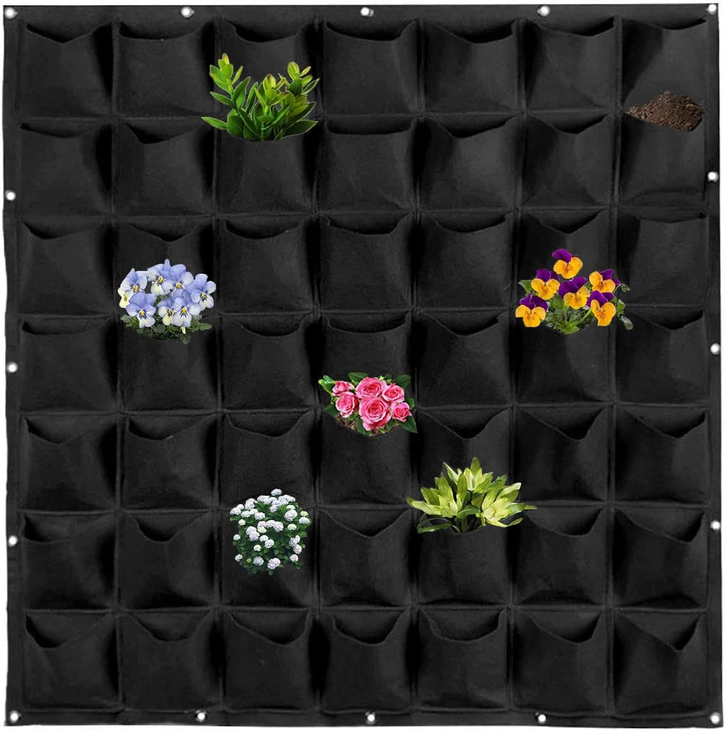 Wandmontierter Pflanzbeutel, 49 Taschen, Vertikaler Pflanzbeutel Zum Aufhängen An Der Wand, Filz-pflanzgefäß Für Die Gartendekoration, Drinnen Und Draußen