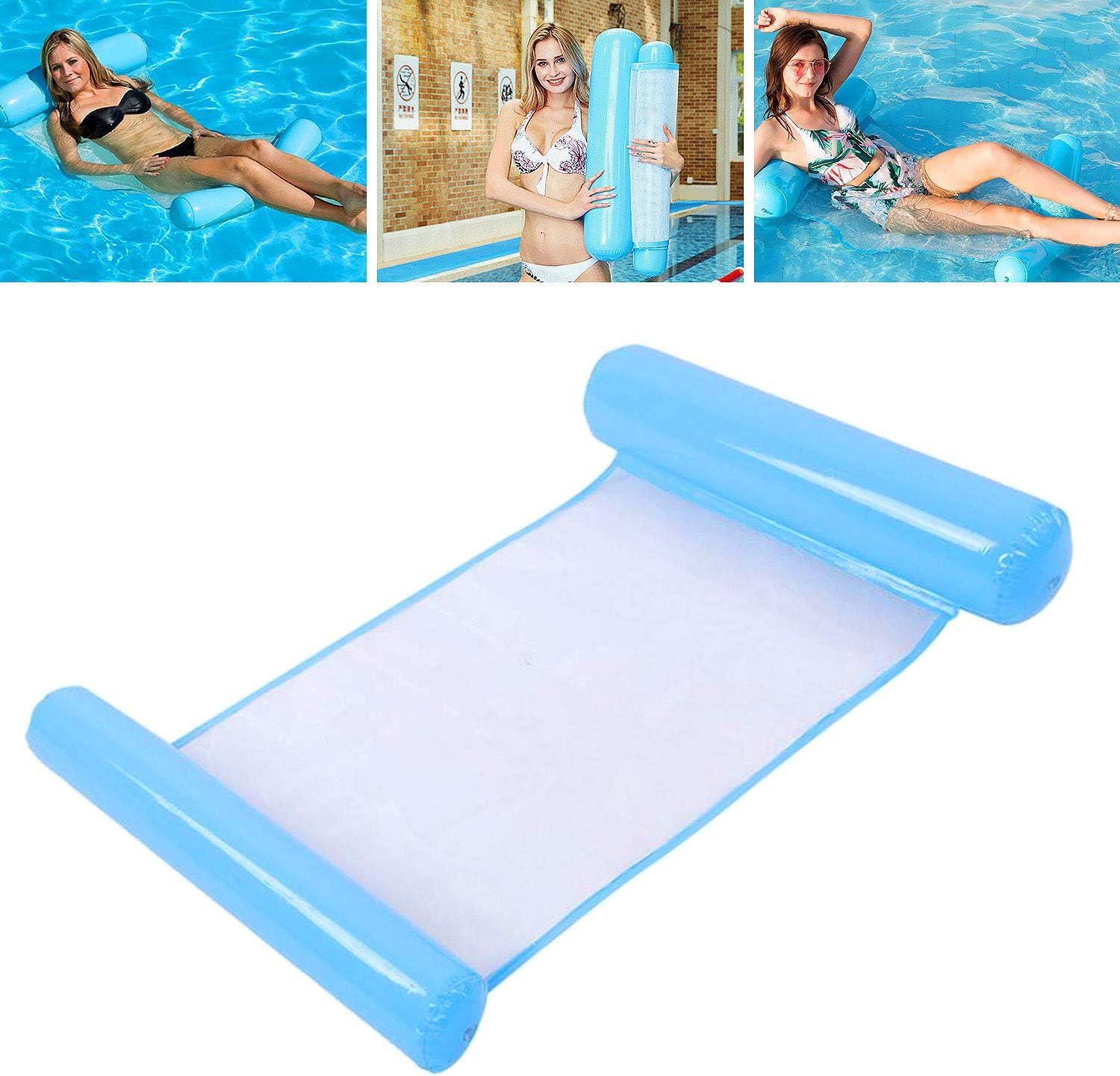 Wasseraufblasbare Hängematte, Schlafsofa, 4-in-1-aufblasbares Poolbett, Faltbare, Schwimmende Mehrzweck-hängematte, Ultraleicht, Tragbar, Strandschwimmer (hellblau)