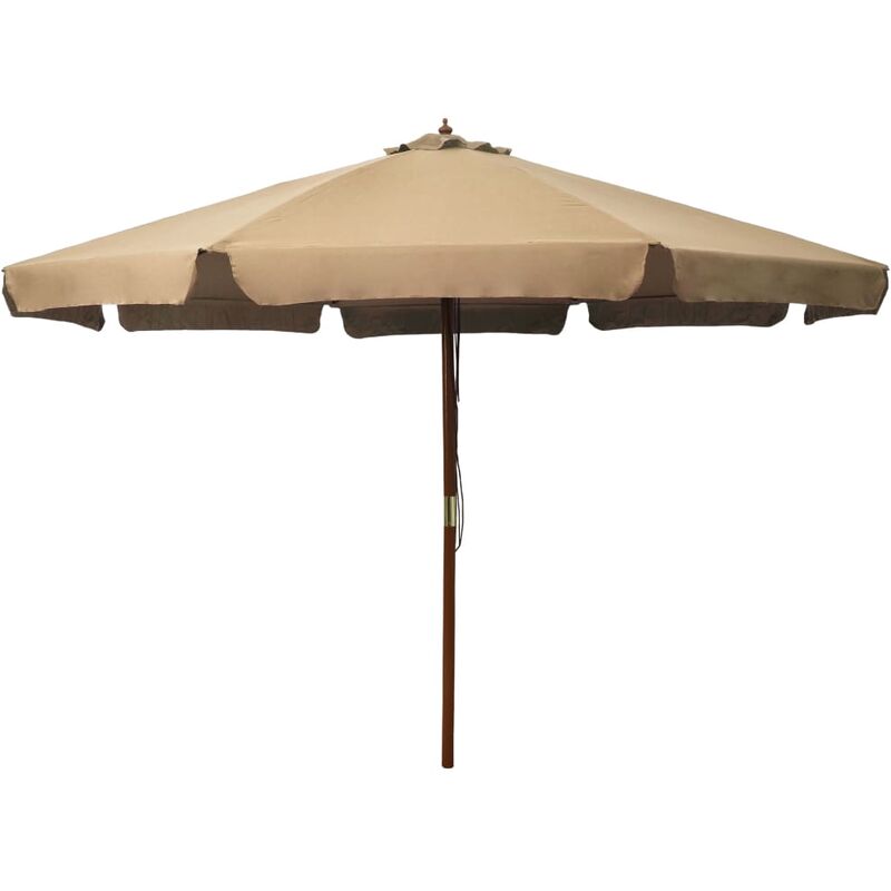 Gartenmöbel-sonnenschirm Mit 330 Cm Langem, Taupefarbenem Holzmast