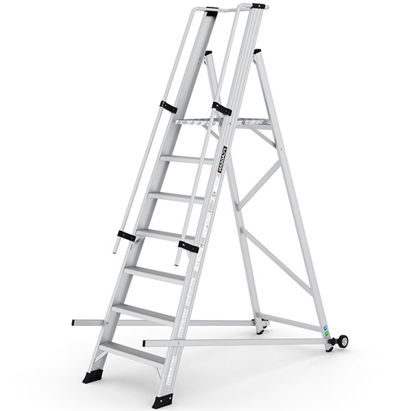 Mobile Stehleiter 7 Stufen - Maximale Arbeitshöhe 3.75m - Ve6