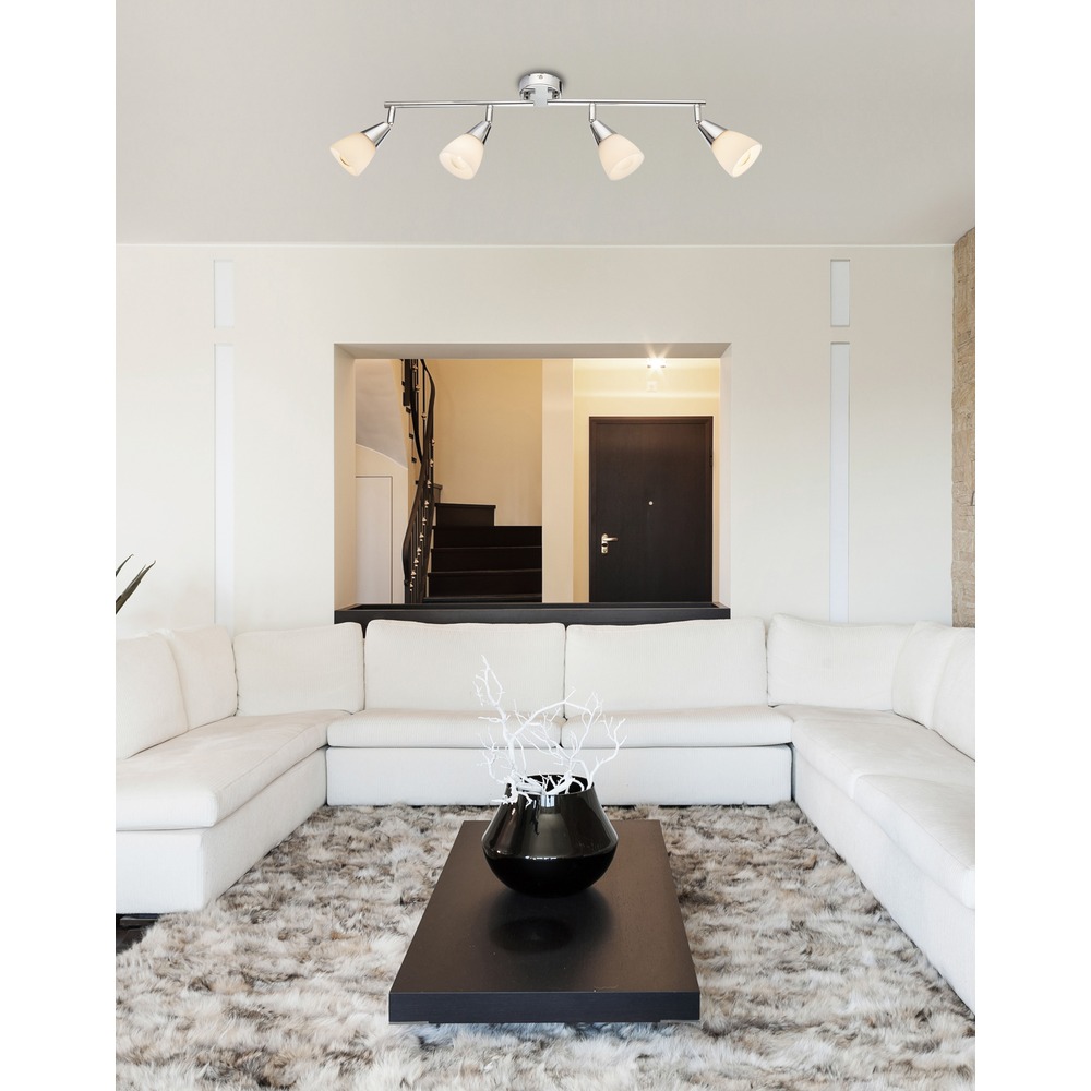 Deckenleuchte Deckenstrahler Wohnzimmerlampe Schwenkbar Chrom Metall L 60 Cm