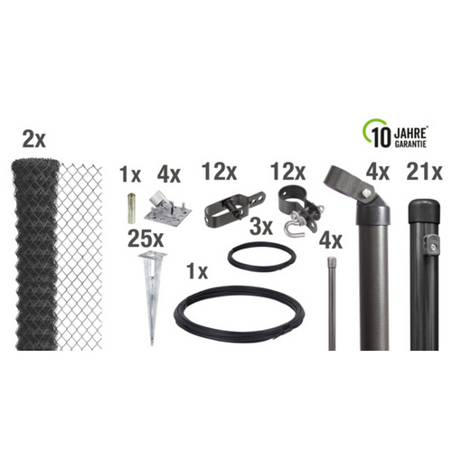 GAH ALBERTS Set Maschendrahtzaun, »Maschendraht«, LxH: 5000x150 cm, anthrazit - schwarz