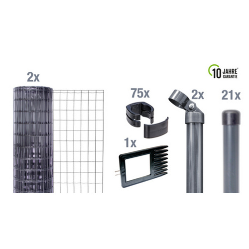 GAH ALBERTS Set Maschendrahtzaun, »Fix-Clip Pro«, LxH: 5000x122 cm, anthrazit - schwarz