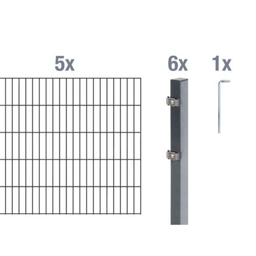 GAH ALBERTS Doppelstabmattenset, LxH: 1000x200 cm, anthrazit - schwarz