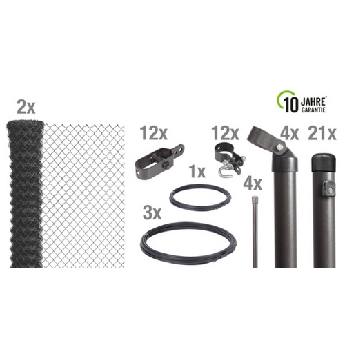 GAH ALBERTS Set Maschendrahtzaun, »Maschendraht«, LxH: 5000x80 cm, anthrazit - schwarz