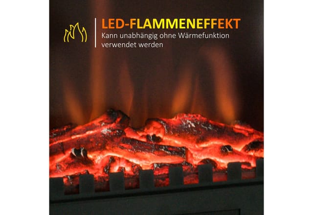 HOMCOM Elektrokamin Geräuscharmer Standkamin mit LED-Flammeneffekt Metall
