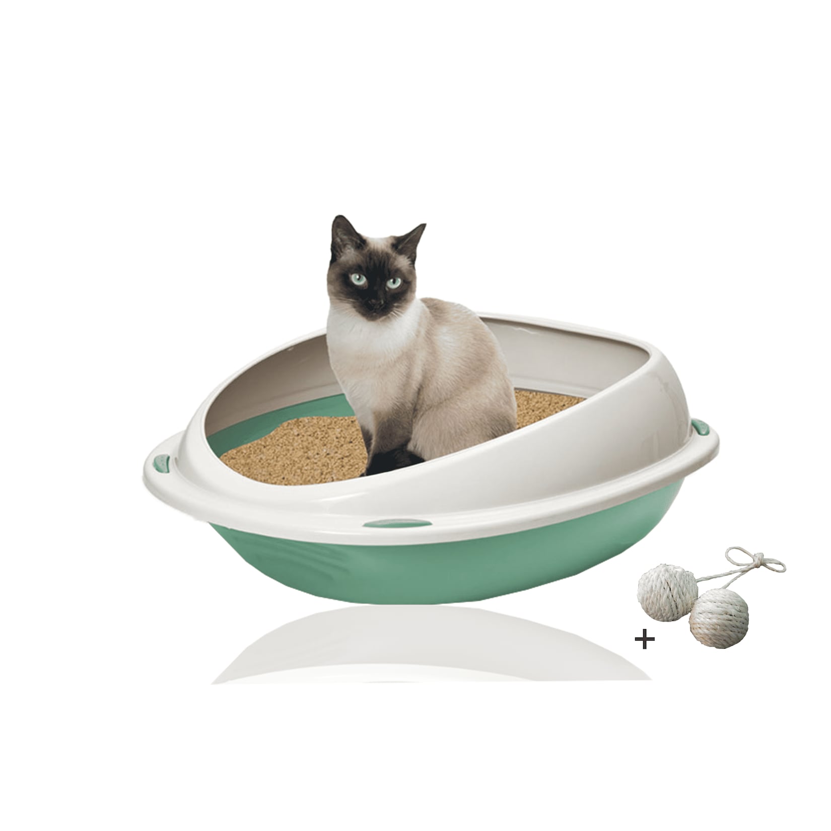 Rohrschneider Katzentoilette Shuttle in Verschiedenen Farben mit Spielkugel 2er Set Grün