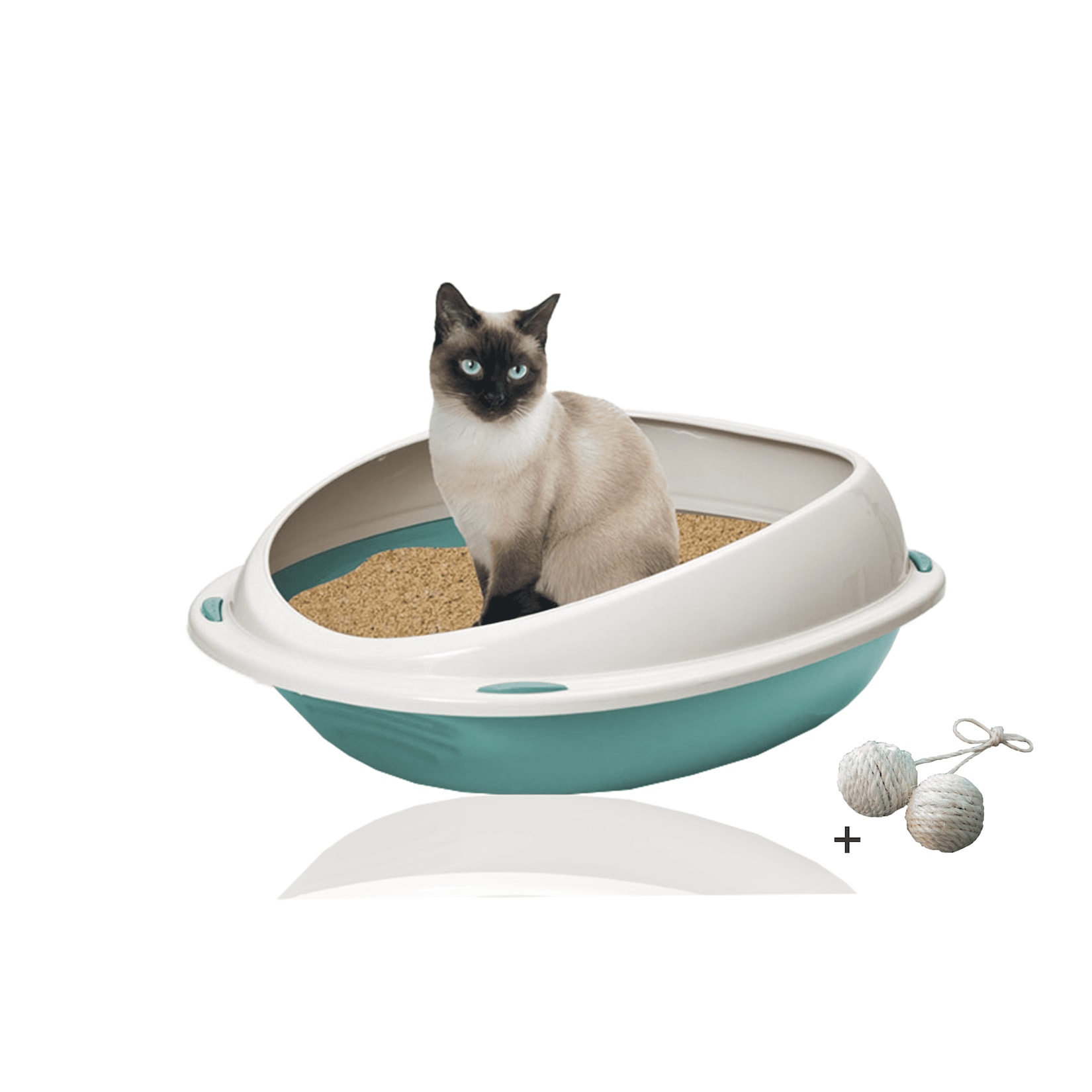 Rohrschneider Katzentoilette Shuttle in Verschiedenen Farben mit Spielkugel 2er Set Blau