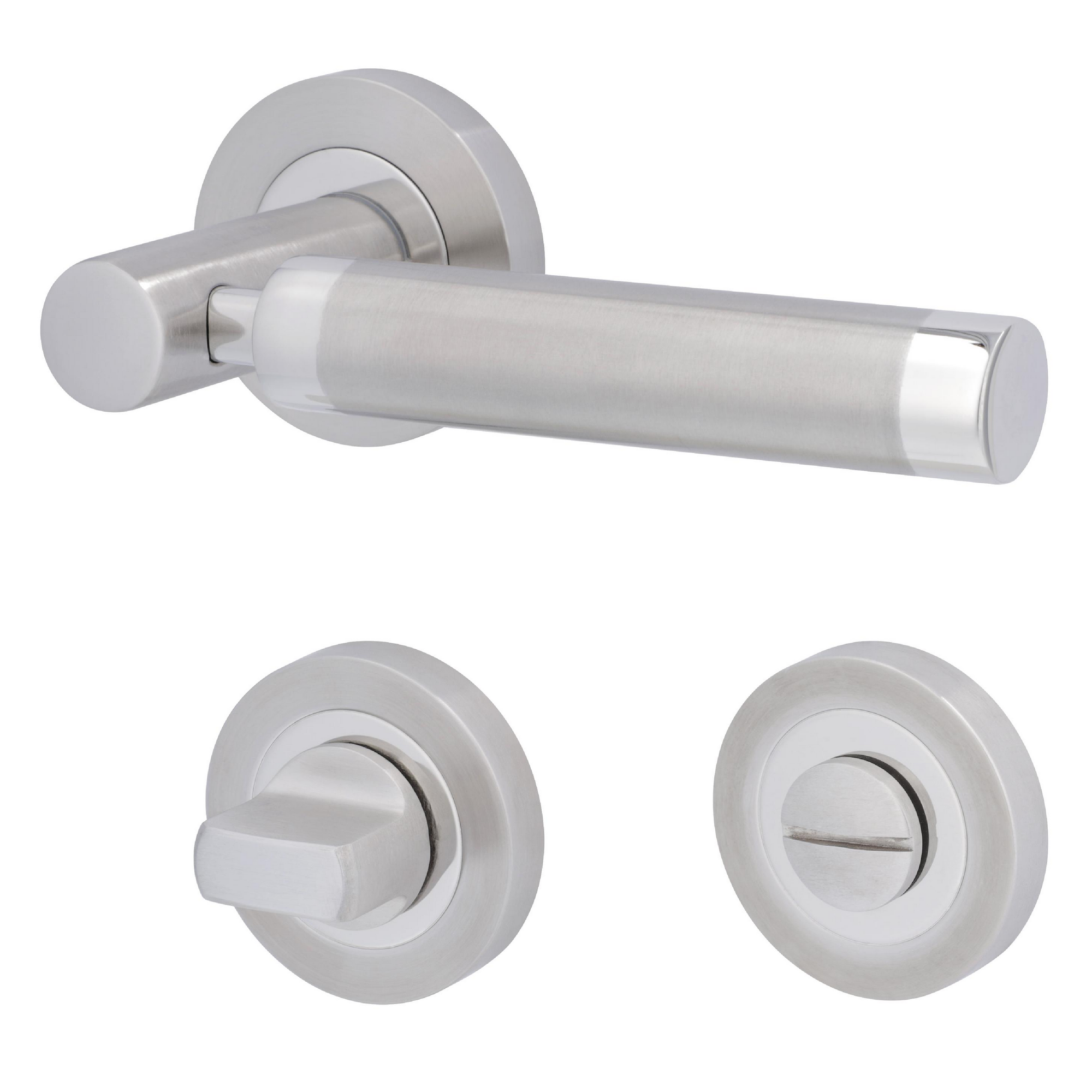 Alpertec Rosettengarnitur 'Solid3' 8 mm Vierkantstift, Cliprosette Ø 52 mm für Türstärke 37-42 mm
