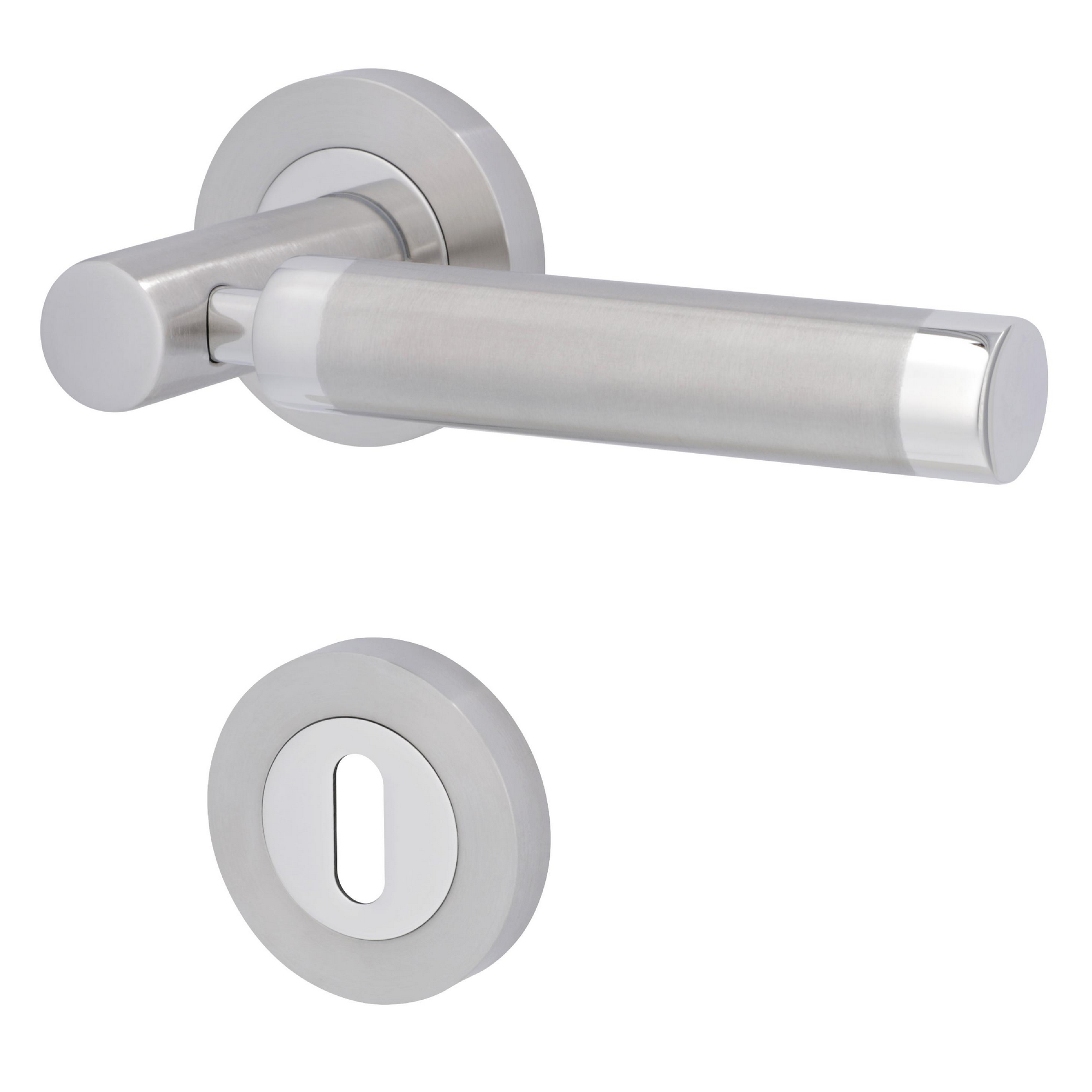 Alpertec Rosettengarnitur 'Solid 3' 8 mm Vierkantstift, Cliprosette Ø 52 mm für Türstärke 37-42 mm