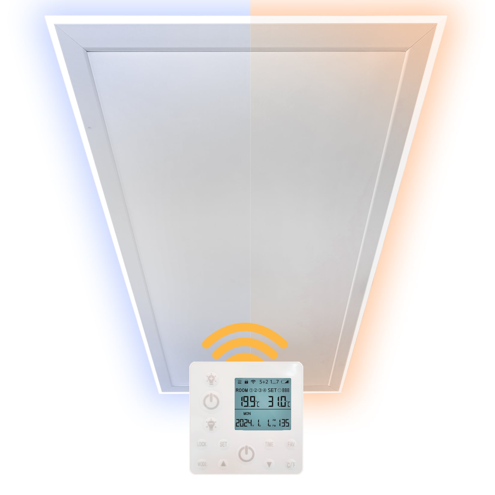 Heidenfeld Infrarot-Deckenheizung HF-HP500 2.0 mit Licht, 390-800Watt, 3-20m², Fernbedienung, LED (800 Watt)
