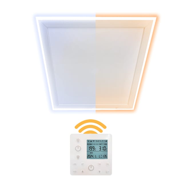 Heidenfeld Infrarot-Deckenheizung HF-HP500 2.0 mit Licht, 390-800Watt, 3-20m², Fernbedienung, LED (640 Watt)