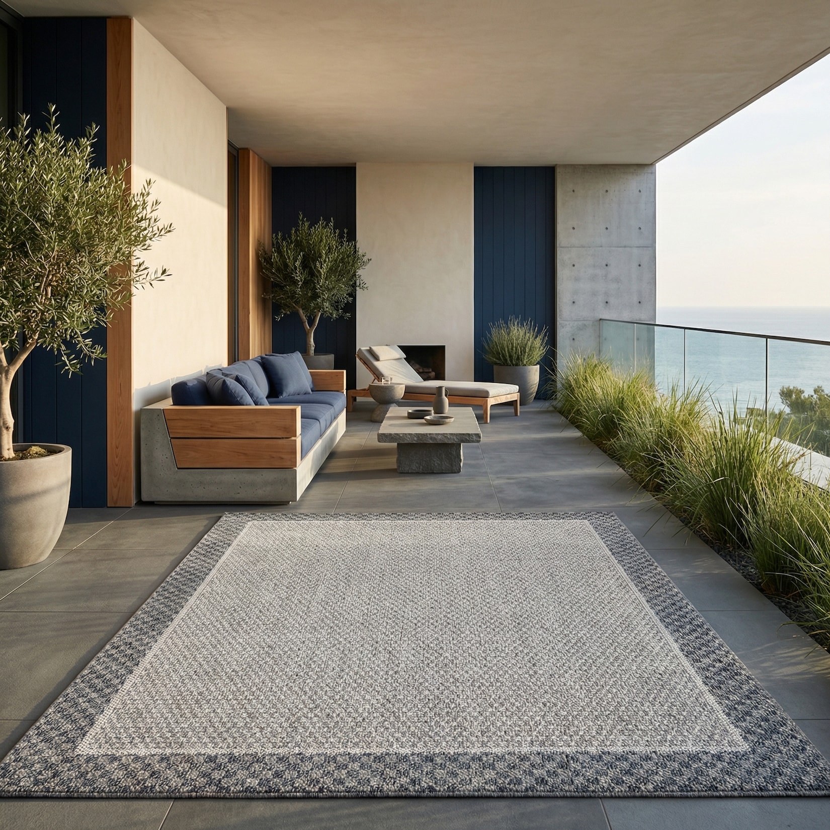 Teppich Outdoor LIRIA in Creme, mit Bordüre, aus Polypropylen, 200 x 290 cm