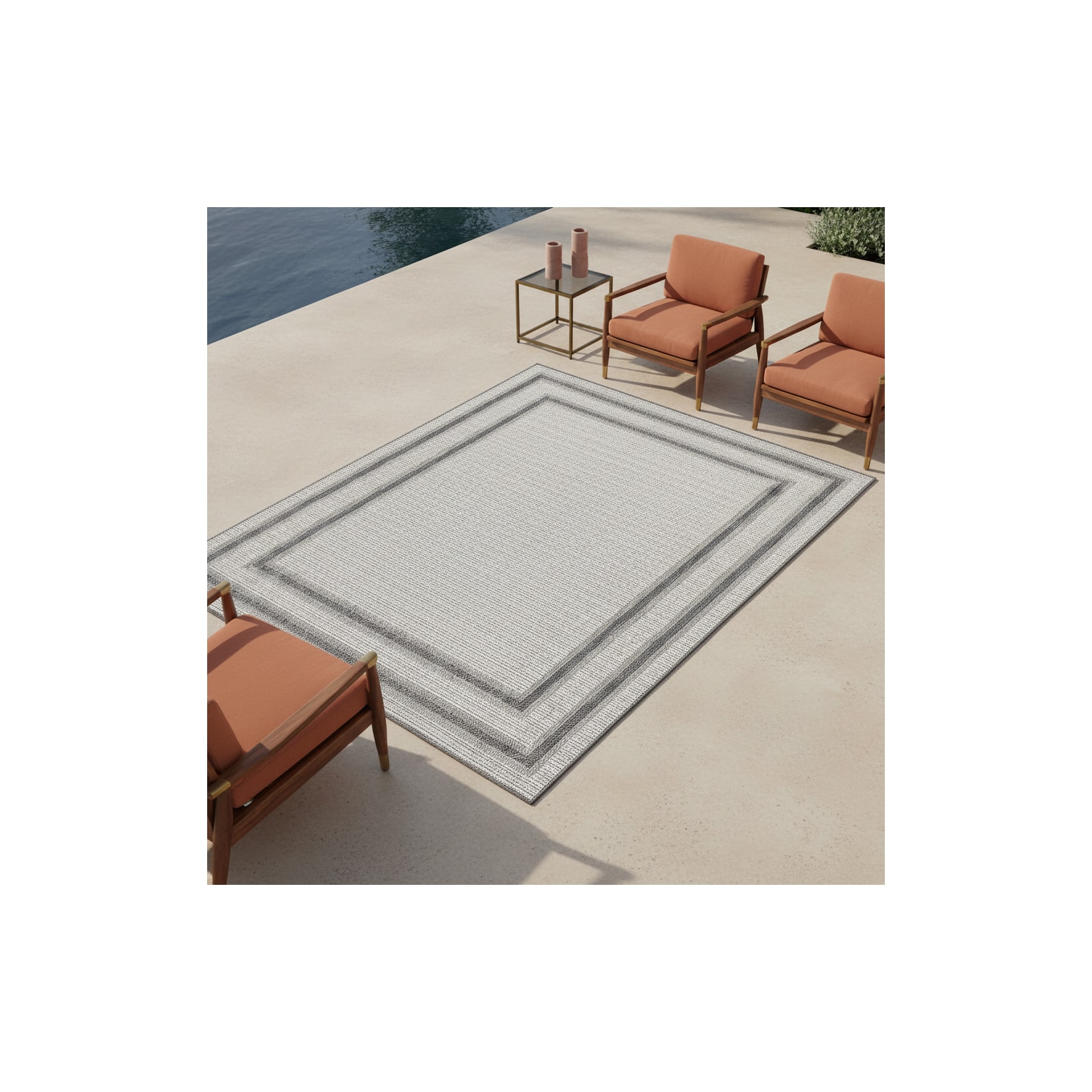 Teppich Outdoor LIRIA in Creme, mit Bordüre, 200 x 290 cm