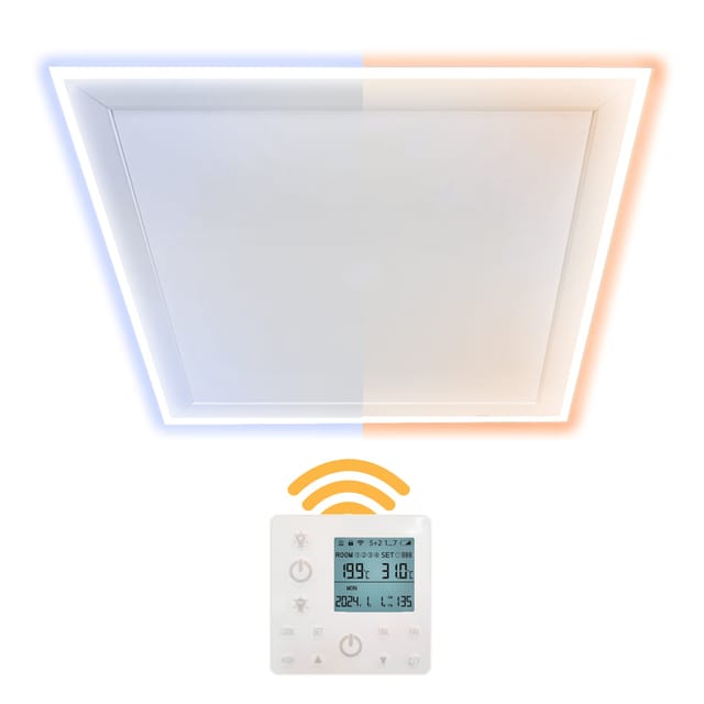 Heidenfeld Infrarot-Deckenheizung HF-HP500 2.0 mit Licht, 390-800Watt, 3-20m², Fernbedienung, LED (390 Watt)