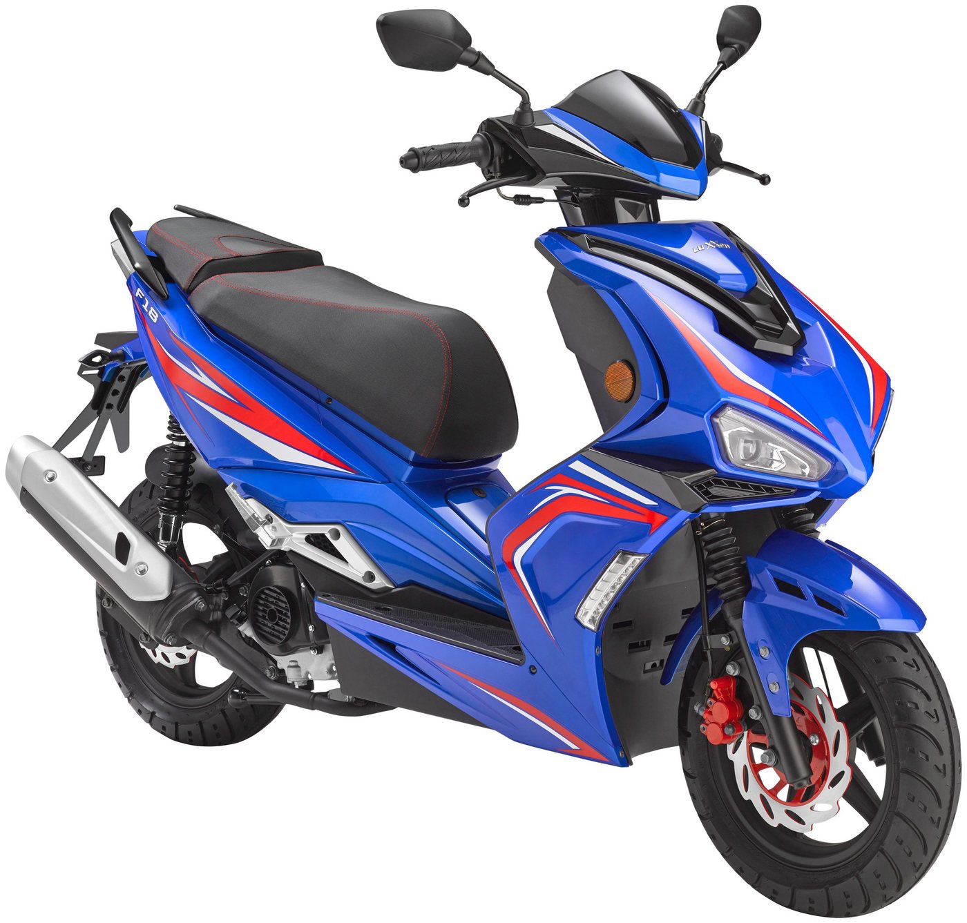 LuXXon F18 Motoroller - City Roller mit 50 ccm - 2,9 PS für max 45 km/h, blau