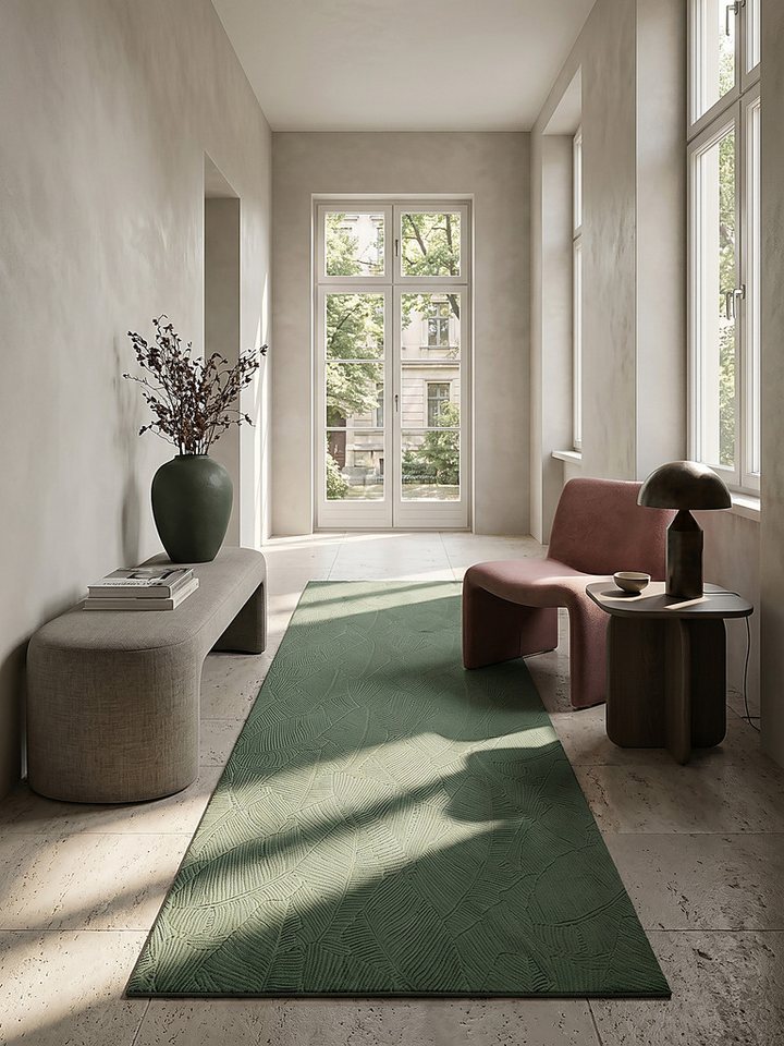 KADIMA DESIGN Teppich DALAR Teppichläufer Waldgrün 80x150 Abstrakt Polypropylen Antirutsch, Läufer, Höhe: 9 mm, Saugroboter-geeignet, Strapazierfähig, Pflegeleicht, Farbecht Bild 5