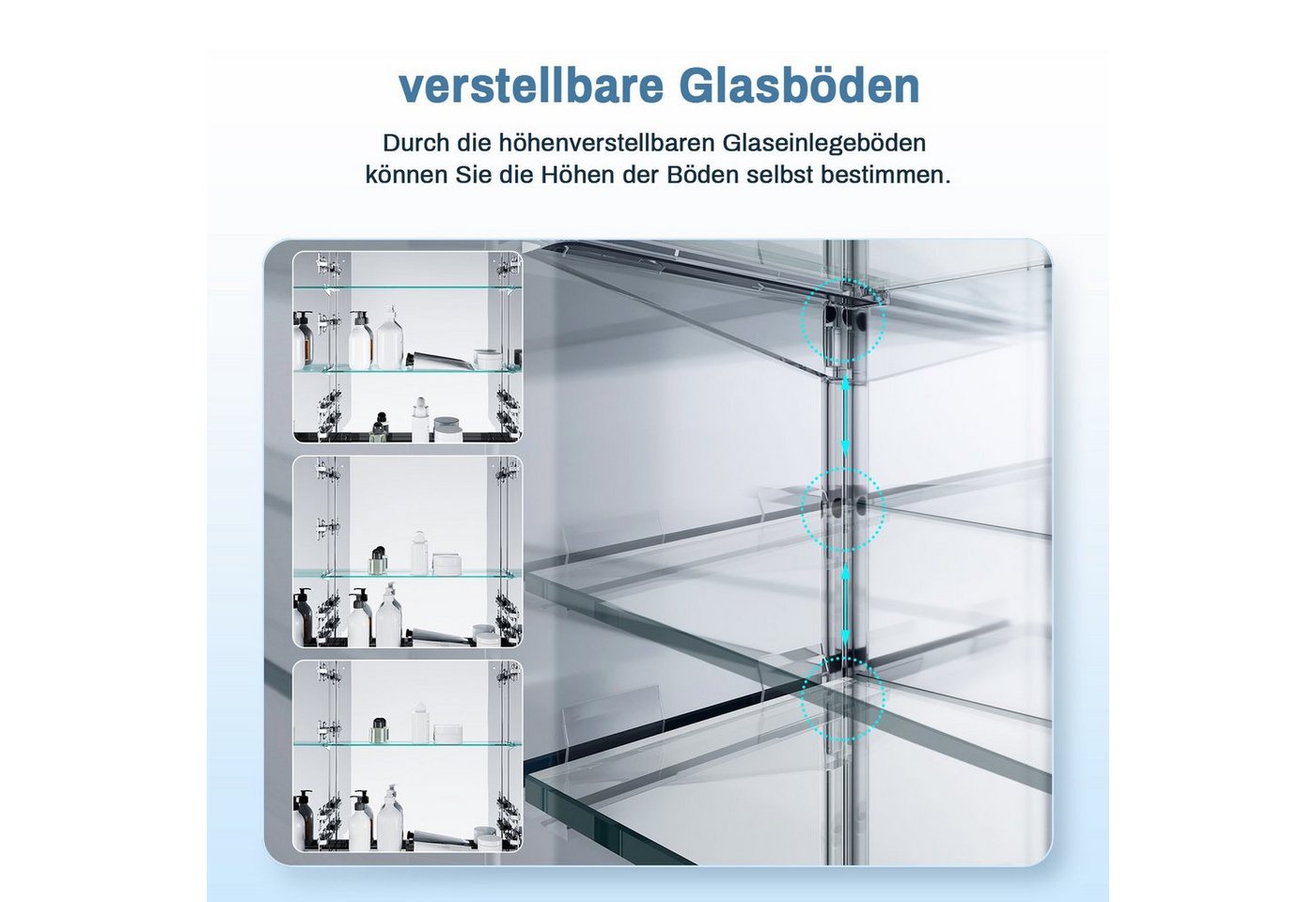 SONNI Badezimmerspiegelschrank Spiegelschrank Aluminum bad mit beleuchtung 50/65 cm Breite Touch