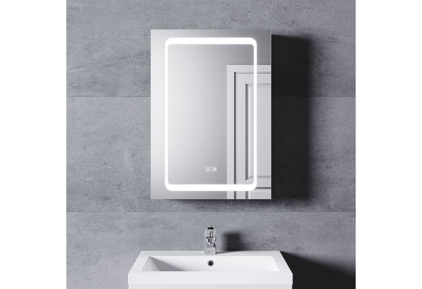 SONNI Badezimmerspiegelschrank Spiegelschrank Aluminum bad mit beleuchtung 50/65 cm Breite Touch Bild 5
