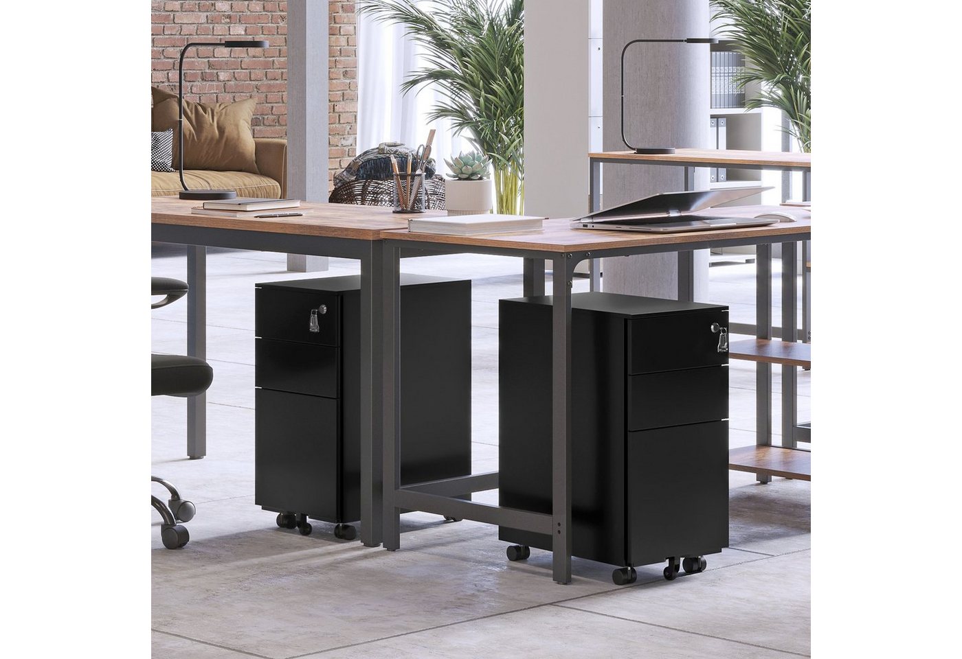 SONGMICS Aktenschrank Rollcontainer, unter Schreibtisch, vormontiert abschließbarer Büroschrank mit Hängeregistratur, 45 x 30 x 60 cm Bild 4