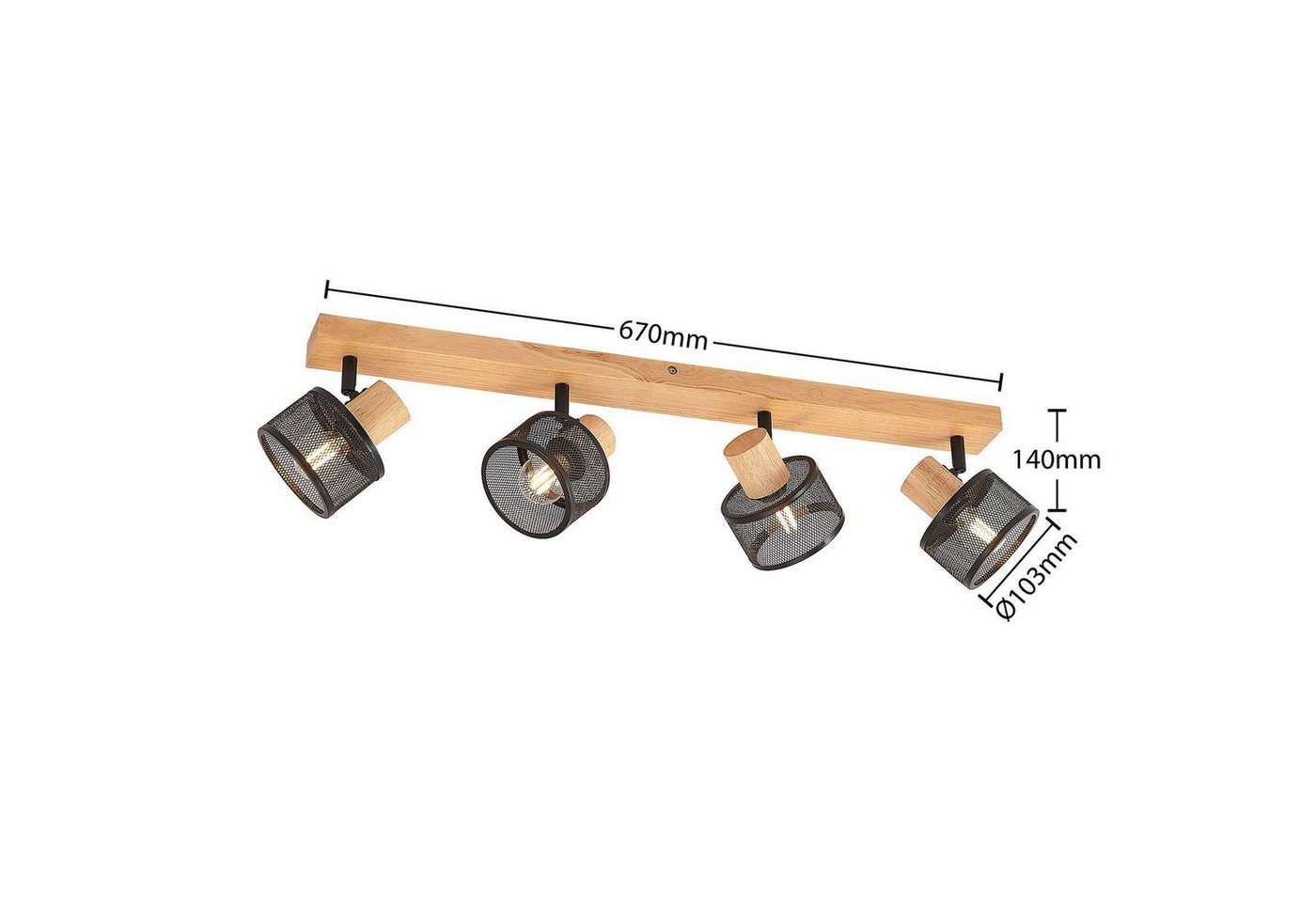 Lindby Deckenstrahler Evinora, Holz IP20, 4 x 40 W Bild 3