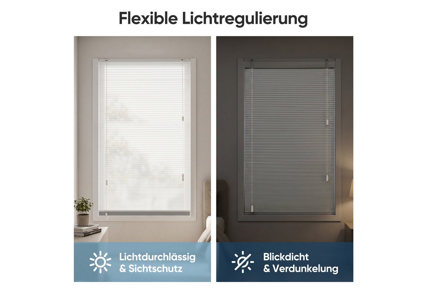 Sekey Wabenplissee Plissee ohne Bohren Verdunkelung Rollo 100% verdunkelnd Blickdicht, verdunkelnd, Klemmfix, 2-in-1 Tag & Nacht Wabenplissee, mit / ohne Bohren, Weiß 40x120 cm Bild 3