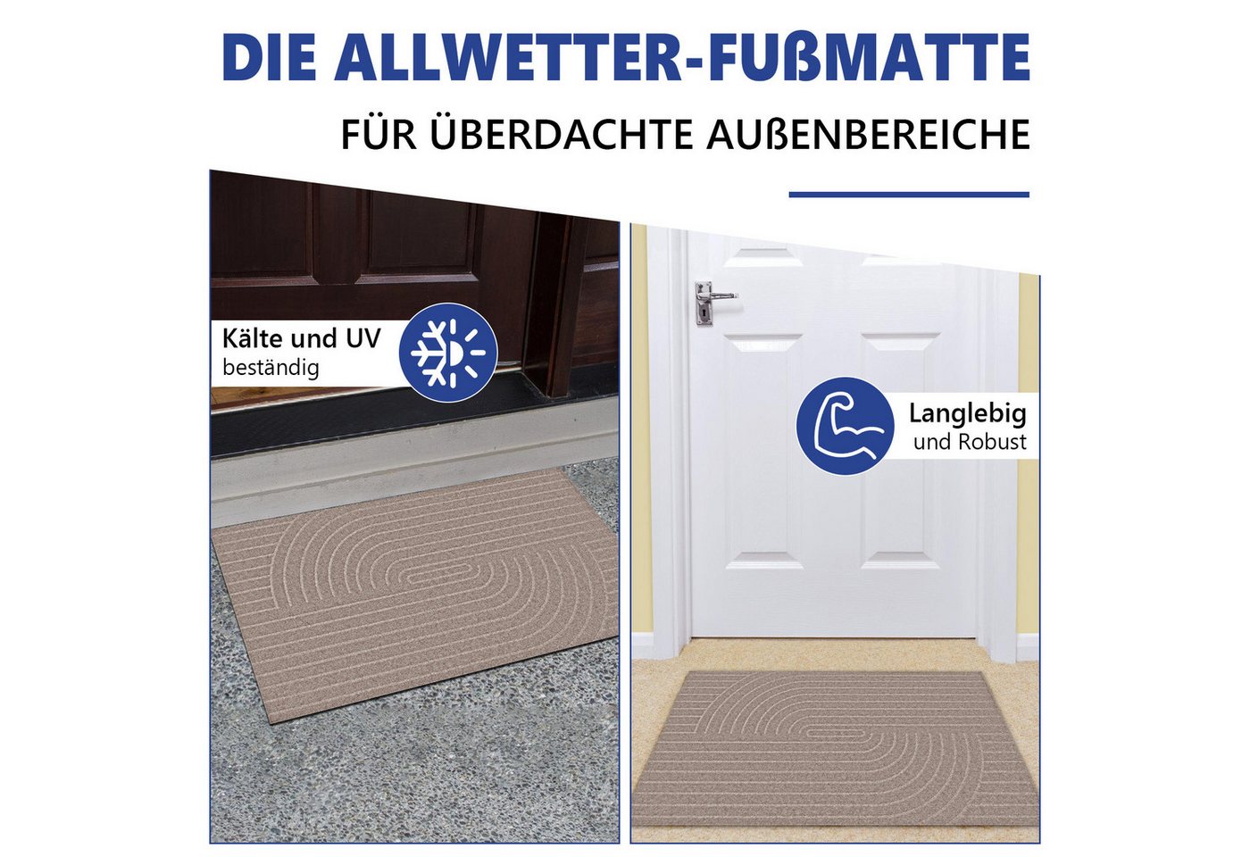 SunJas Fußmatte Rutschfeste Fußmatte für Innen und Außen, Rechteckig, Höhe: 6 mm, Saugfähige Schmutzfangmatte Eingang,Waschbar & Abriebfest Bild 2