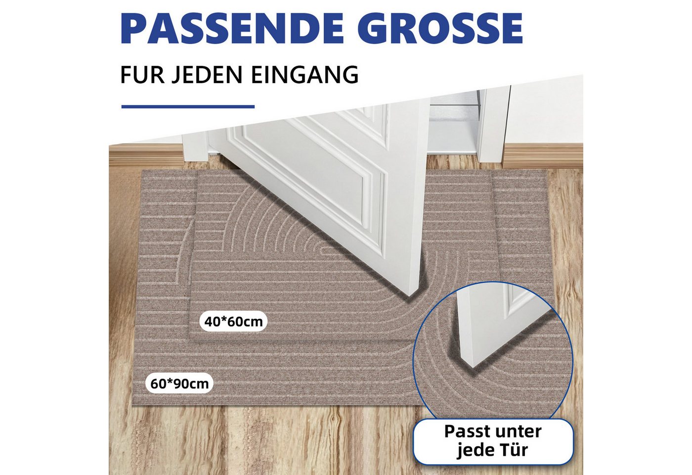 SunJas Fußmatte Rutschfeste Fußmatte für Innen und Außen, Rechteckig, Höhe: 6 mm, Saugfähige Schmutzfangmatte Eingang,Waschbar & Abriebfest Bild 4