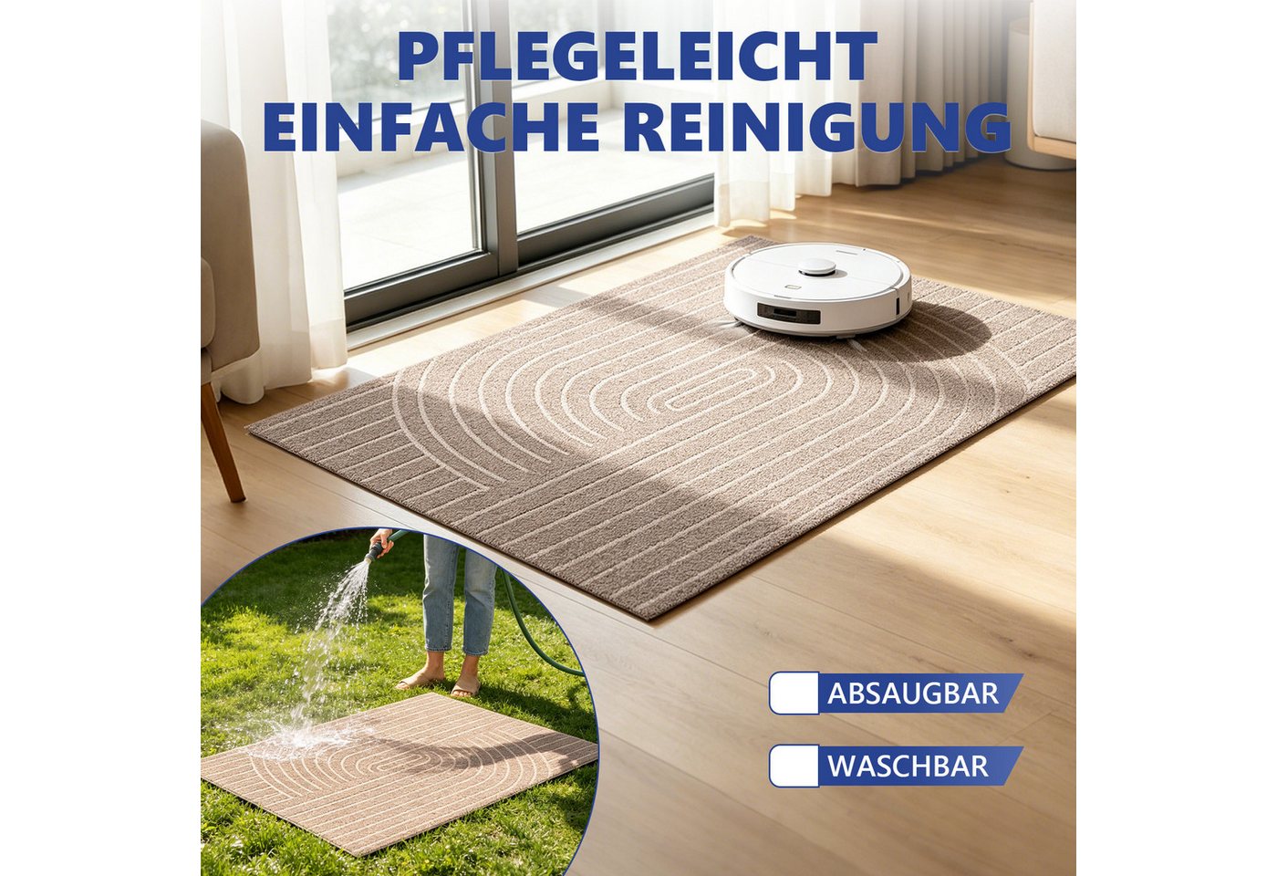 SunJas Fußmatte Rutschfeste Fußmatte für Innen und Außen, Rechteckig, Höhe: 6 mm, Saugfähige Schmutzfangmatte Eingang,Waschbar & Abriebfest Bild 5