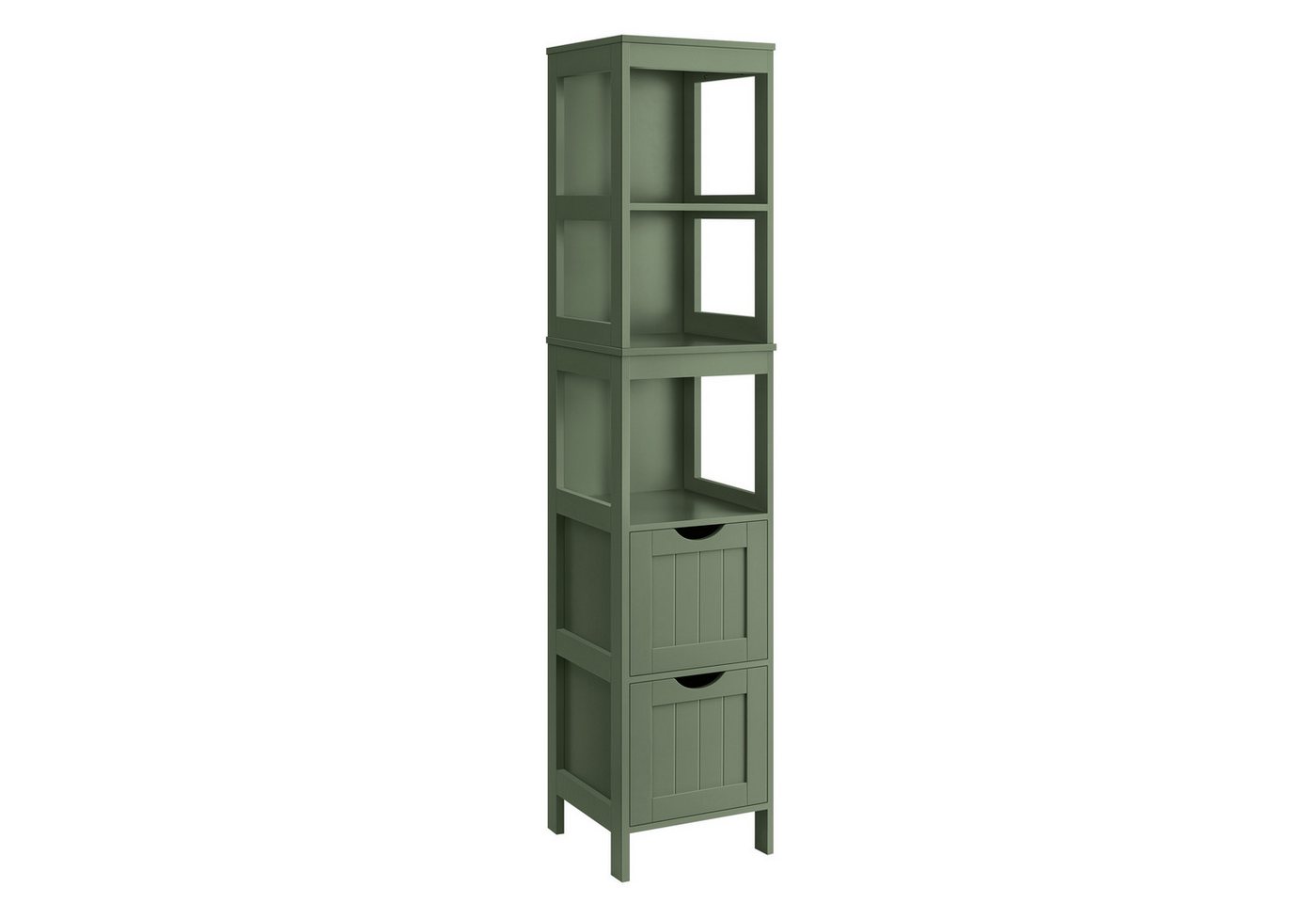 VASAGLE Badkommode Badezimmerschrank, für Badezimmer, Wohnzimmer, Küche, mit 2 Schubladen, offenen Fächern, modern, 30 x 30 x 141,5 cm Bild 5