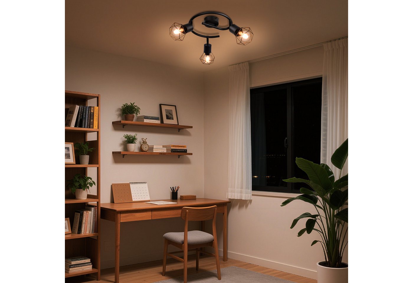 STANBOW Deckenstrahler Deckenleuchte Schwarz 1-4 Flammig -Deckenspots Schwenkbar 90°/350°, ohne Leuchtmittel, Warmweß, Tageslichtweiß, E14 ohne Leuchtmittel für Wohnzimmer Schlafzimmer Café Bild 4