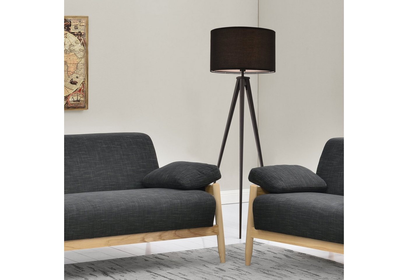 lux.pro Stehlampe, ohne Leuchtmittel, »Faro« Stehleuchte 3 Fuß Leuchte Standleuchte Schwarz Bild 2