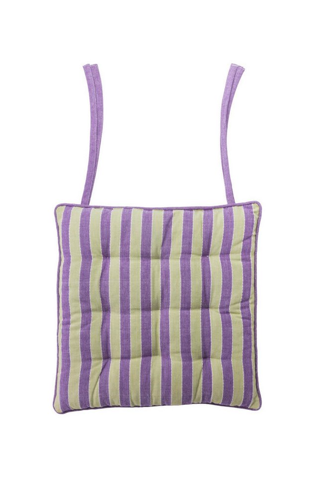 Tranquillo Sitzkissen VIVID LINES lila 40x40x4 cm Bio-Baumwoll-Bezug Bänder zum Fixieren Bild 5