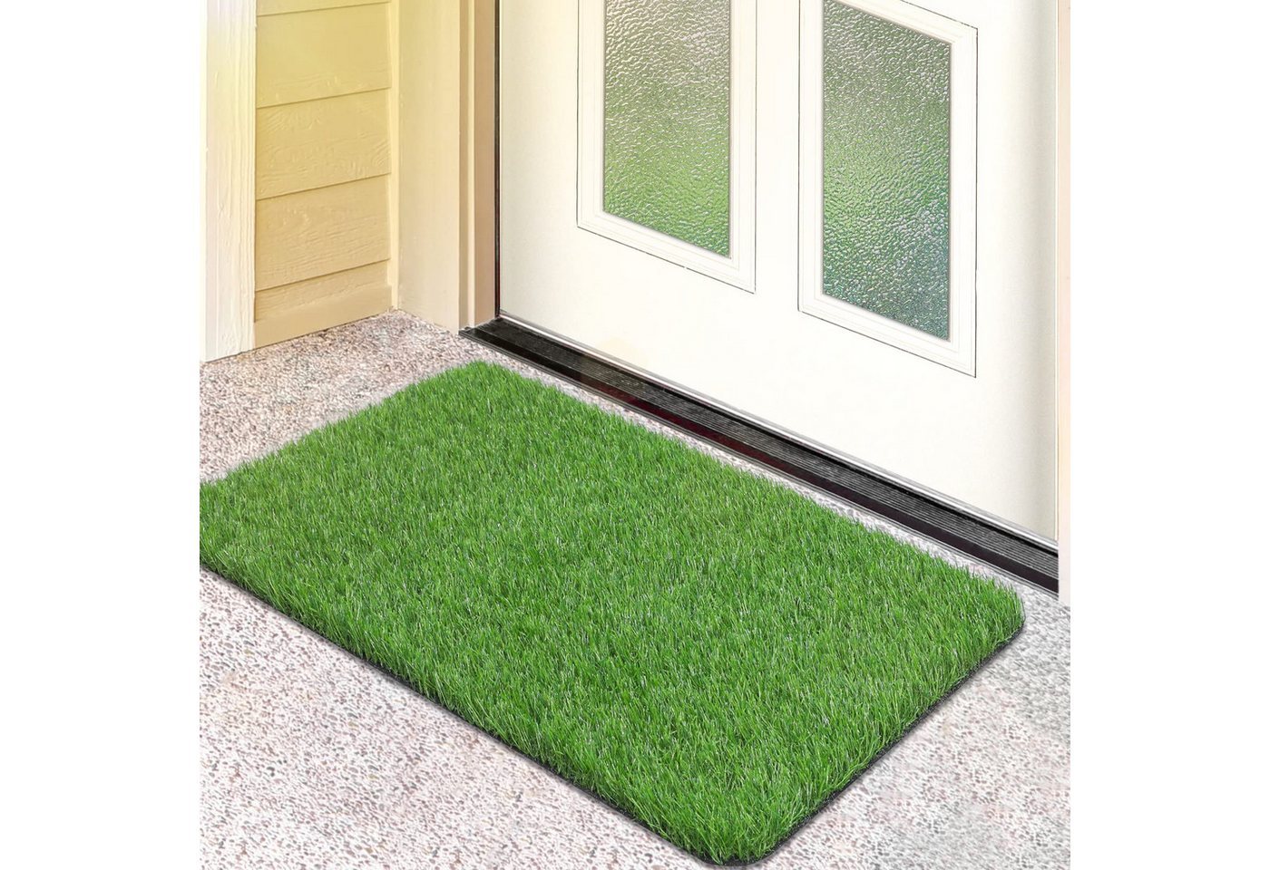 Diwzbyn Fußmatte Fußmatte aus Kunstrasen, realistischer Rasenimitat-Teppich,50x80cm, Geeignet für Eingänge, Haustiere, Terrassen, Dekoration für Wohnräume. Bild 4