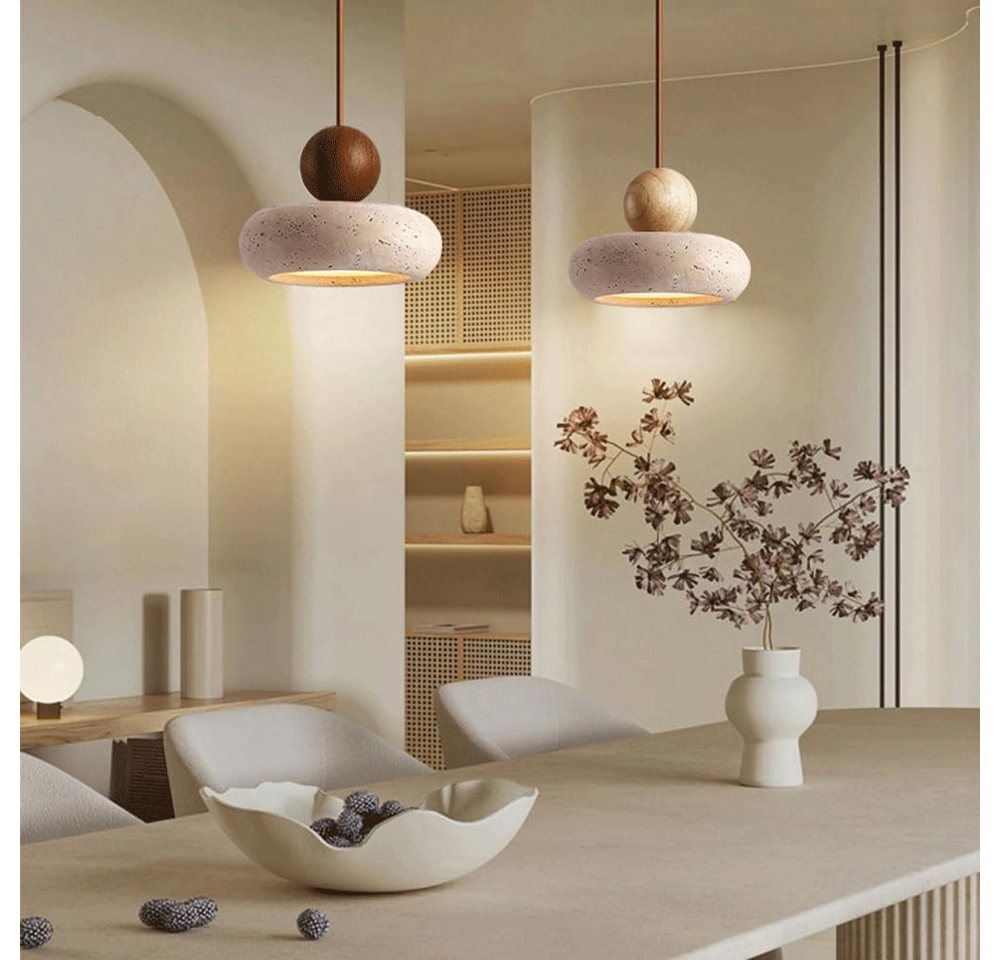 Blossom LED Pendelleuchte Travertin Pendelleuchte 3000K Warmweiß, Höhenverstellbar, Naturstein, Wabi-Sabi Hängelampe Esstischlampe für Küche, Schlafzimmer, Esszimmer