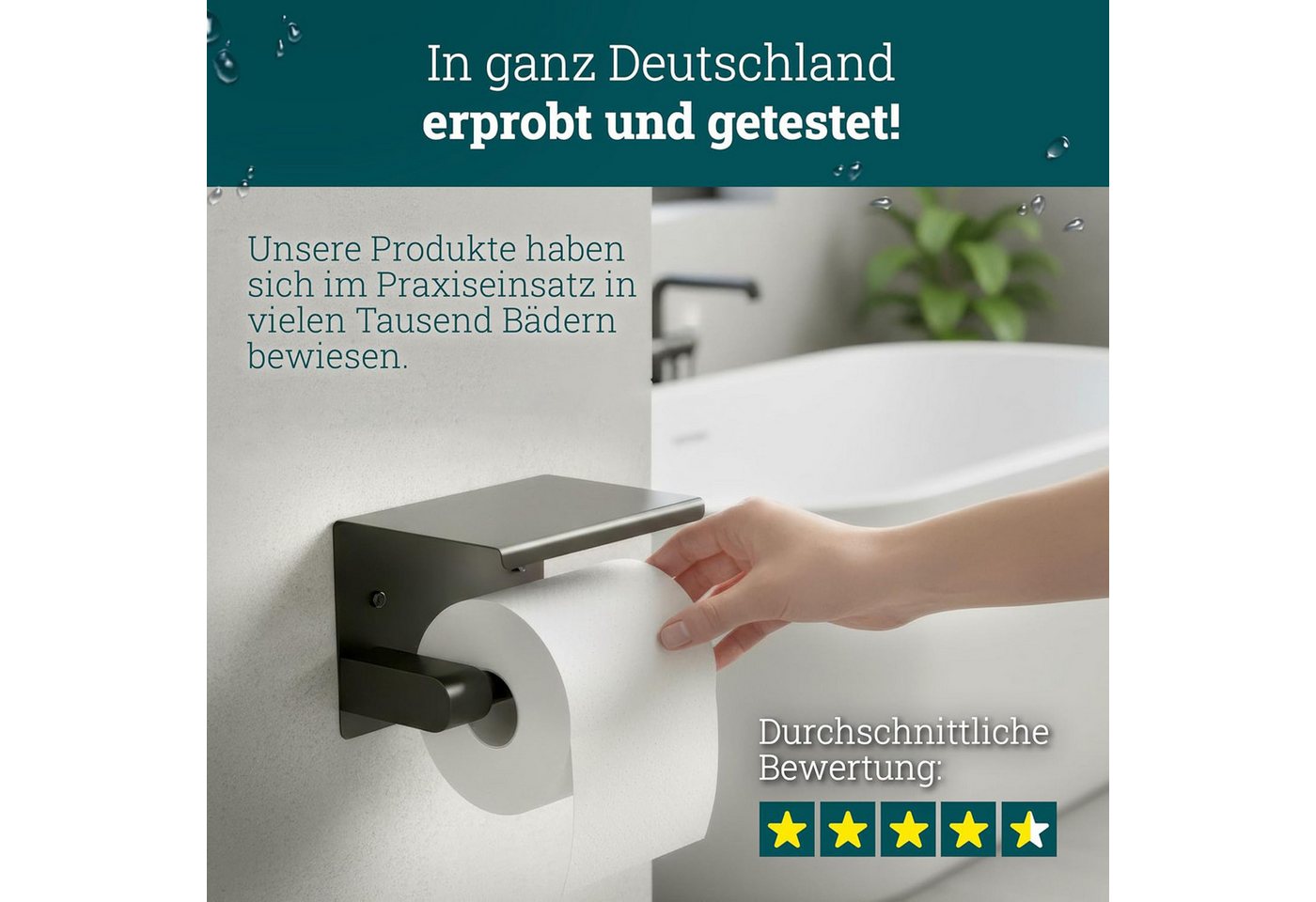 Forrlite Toilettenpapierhalter Toilettenpapierhalter mit Ablage, Kleben oder Bohren, Dunkelgrau (Toilettenpapierhalter mit Ablage, Edelstahl WC-Rollenhalter zur Wandmontage, Kleben oder Bohren, Dunkelgrau)