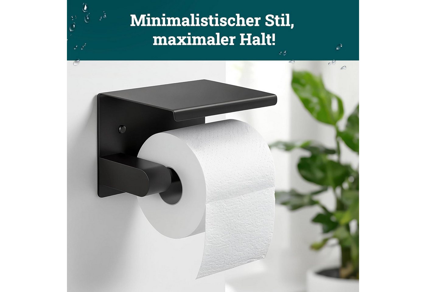 Forrlite Toilettenpapierhalter Toilettenpapierhalter mit Ablage, Kleben oder Bohren, Dunkelgrau (Toilettenpapierhalter mit Ablage, Edelstahl WC-Rollenhalter zur Wandmontage, Kleben oder Bohren, Dunkelgrau) Bild 5