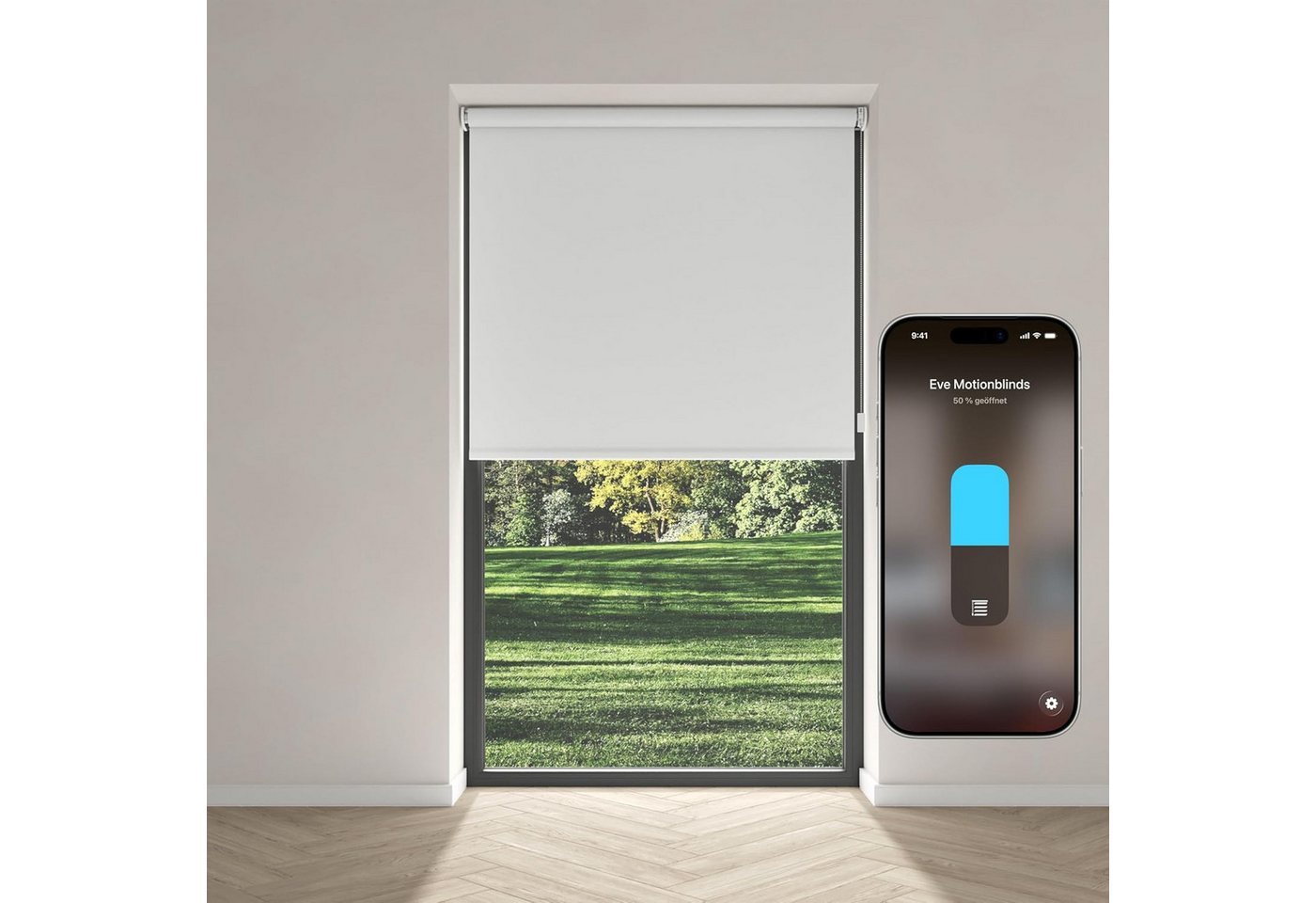 Elektro-Rollo, EVE, verdunkelnd, Wandmontage, Wandmontage, Eve Motionblinds (Matter) - Smartes elektrisches Innen-Rollo Bild 4
