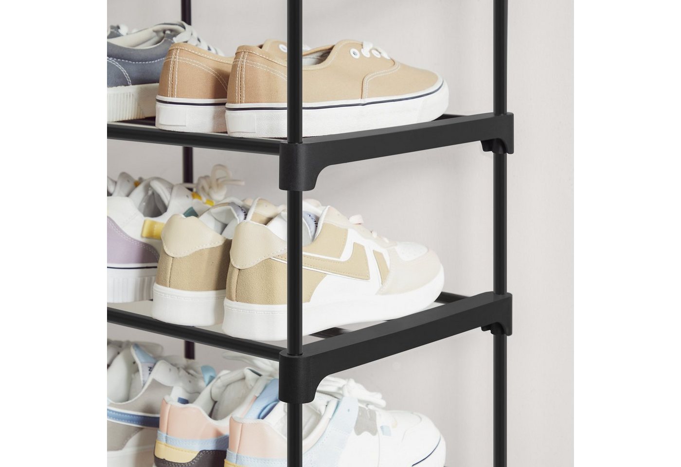 SONGMICS Schuhregal Schuhständer Metall, Schuhaufbewahrung, 3 Ebenen, 2er Set, für 12-15 Paar Schuhe, stapelbar, 30 x 92 x 54 cm Bild 5