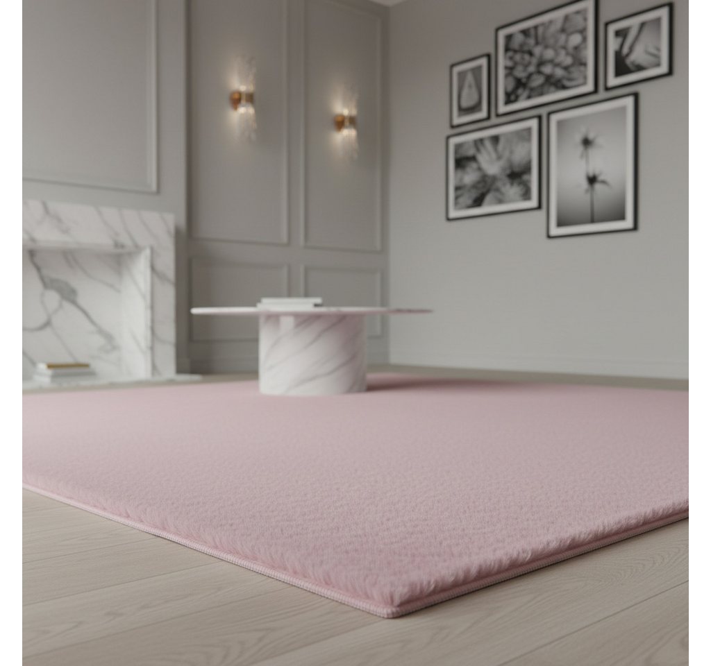 KADIMA DESIGN Teppich NECKAR Wohnzimmer Waschbar Schlafzimmer Wohnzimmerteppich Esszimmer, Läufer, Höhe: 22 mm, Rosa, 60x110 cm, Strapazierfähig Modern Esszimmerteppich Waschbar Bild 4
