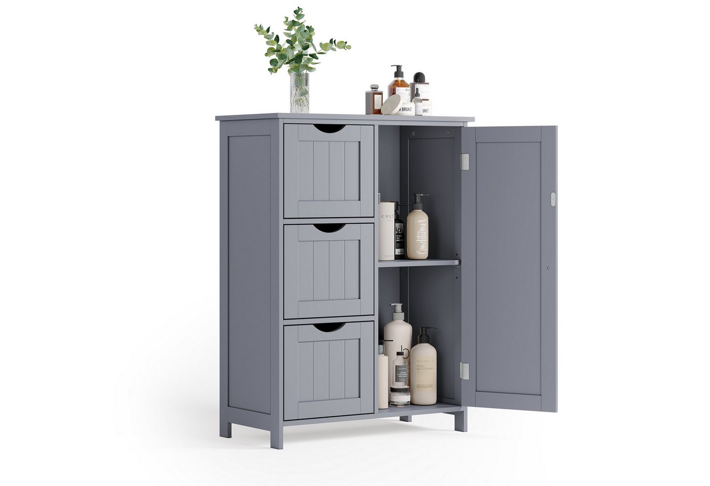 VASAGLE Badkommode Badezimmerschrank, schmaler Badschrank, Beistellschrank, Kommode, mit 3 Schubladen, Schranktür, verstellbare Ablage, 30 x 60 x 80 cm Bild 2