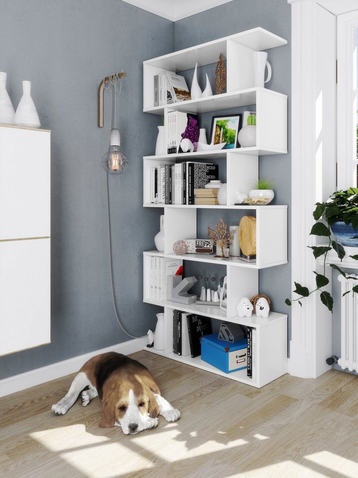 habeig Raumteilerregal Stufenregal Bücherregal Hochregal Raumteiler Wohnzimmer 192x80x24cm, als Raumteiler nutzbar Bild 3