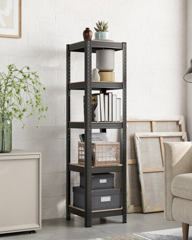 SONGMICS Standregal 5 Ablagen, verstellbar, 37 x 37 x 150 cm, bis 400 kg belastbar, 1-tlg., Bücherregal, Lagerregal, für Küche, Wohnzimmer