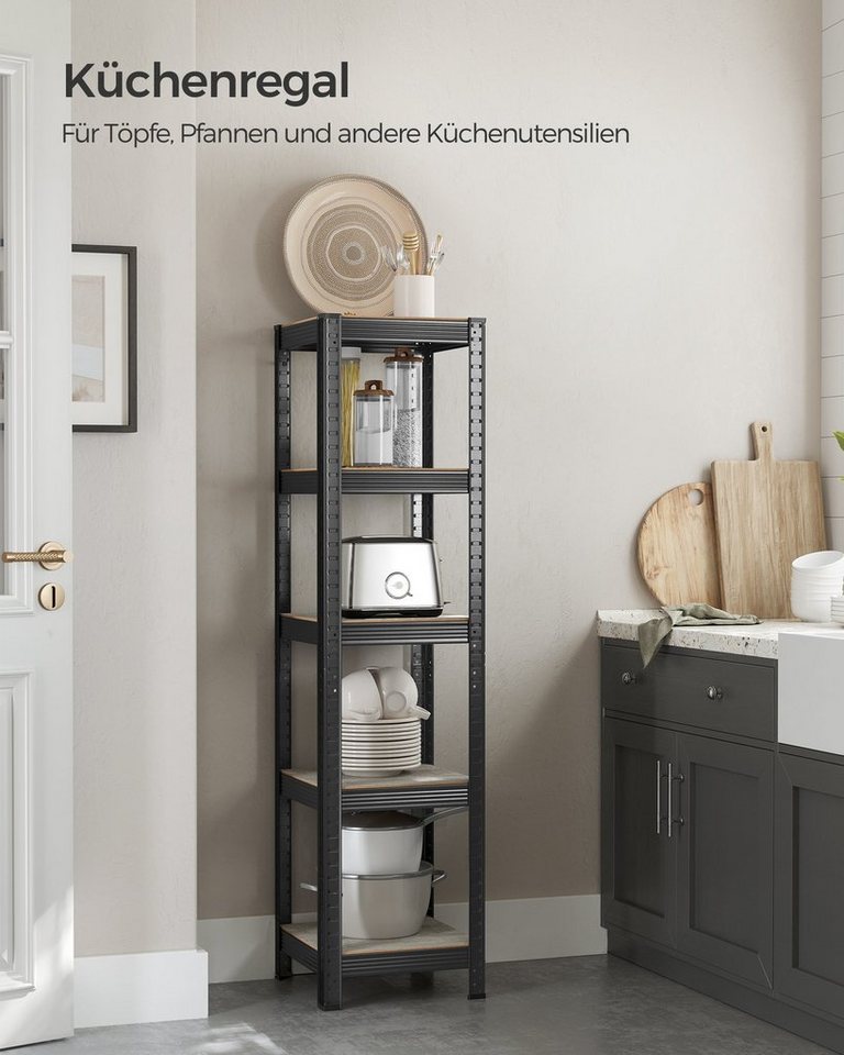 SONGMICS Standregal 5 Ablagen, verstellbar, 37 x 37 x 150 cm, bis 400 kg belastbar, 1-tlg., Bücherregal, Lagerregal, für Küche, Wohnzimmer Bild 2