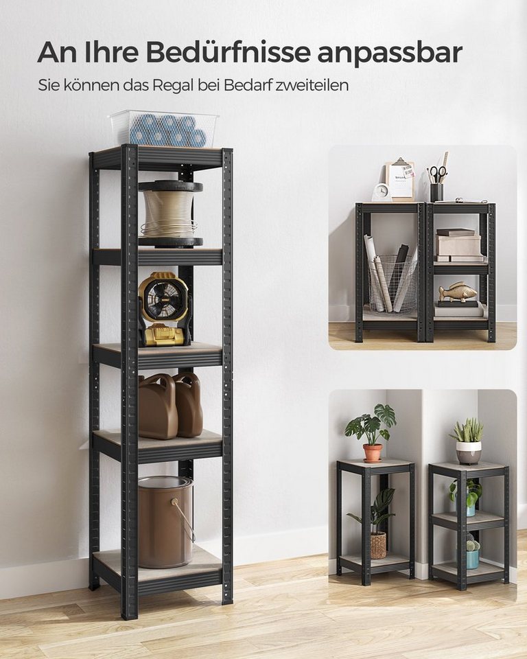 SONGMICS Standregal 5 Ablagen, verstellbar, 37 x 37 x 150 cm, bis 400 kg belastbar, 1-tlg., Bücherregal, Lagerregal, für Küche, Wohnzimmer Bild 3